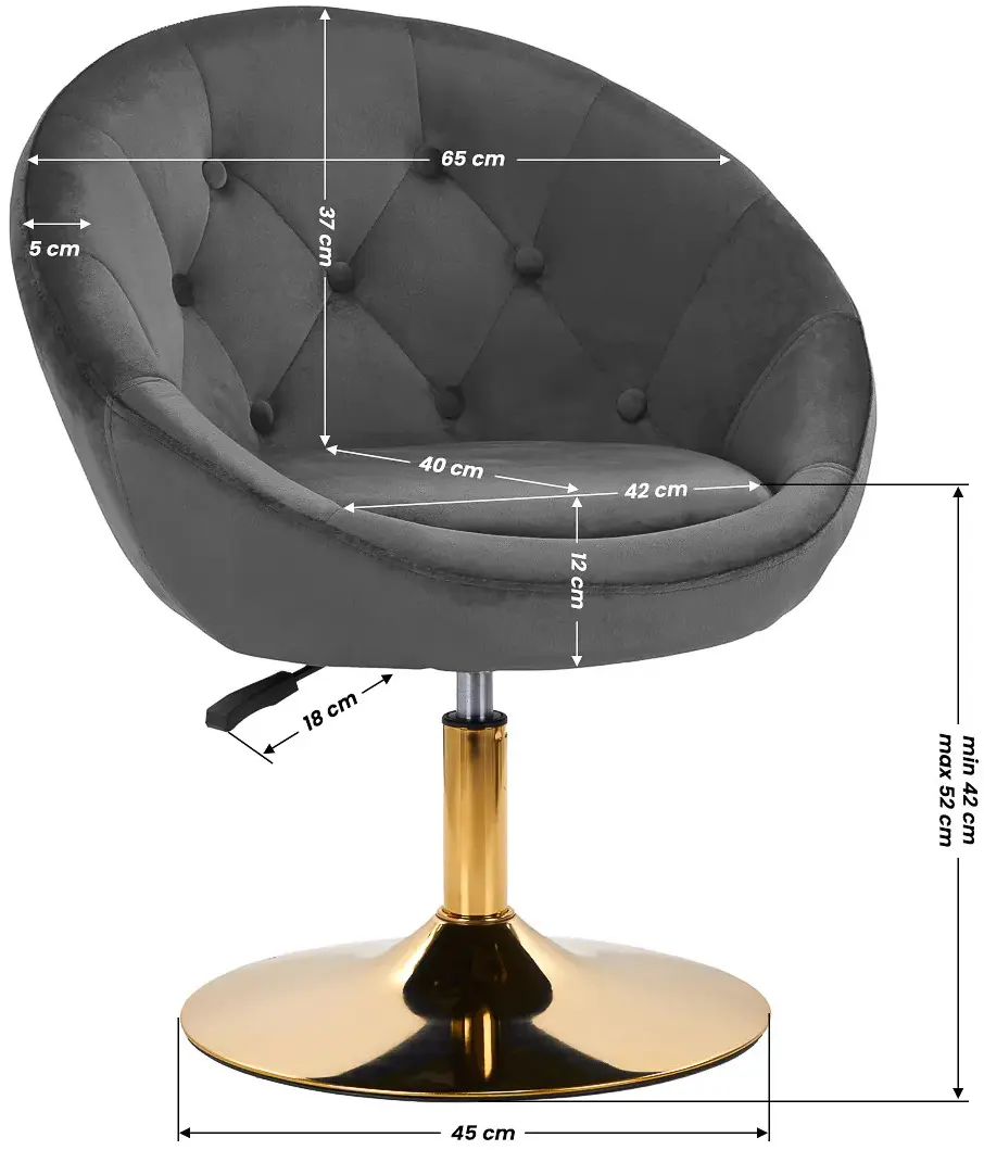 Fotoliu 4Rico QS-BL12G 148146 Velvet (Dark Gray/Gold)