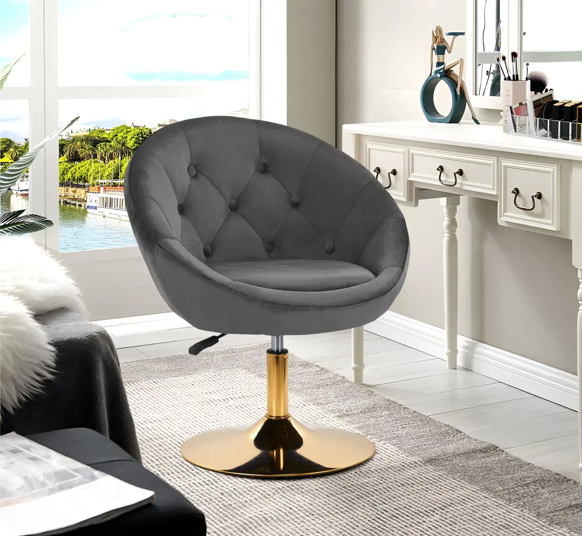 Fotoliu 4Rico QS-BL12G 148146 Velvet (Dark Gray/Gold)