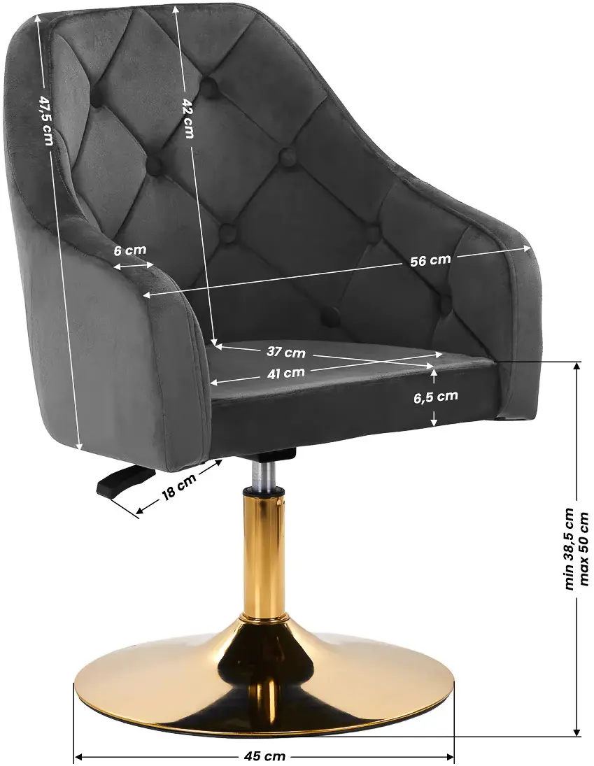 Fotoliu 4Rico QS-BL14G 148152 Velvet (Dark Gray/Gold)