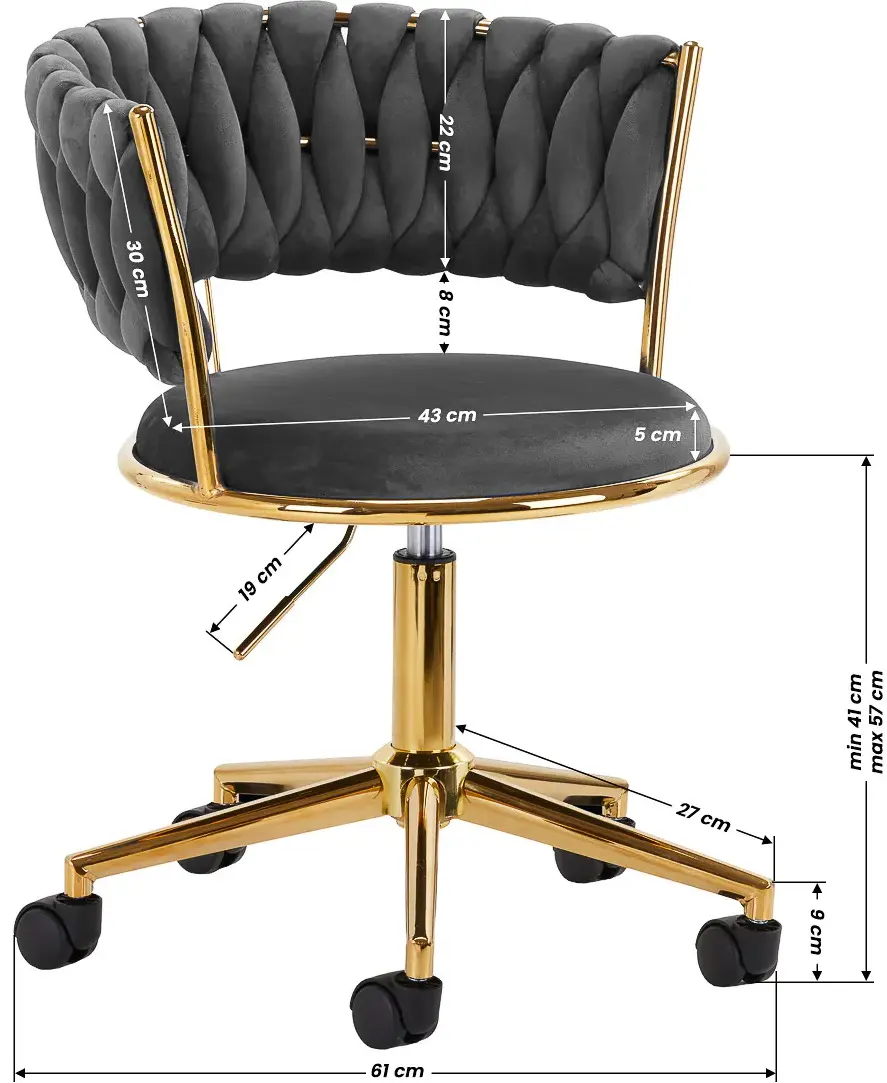 Кресло 4Rico QS-GW01G 148128 Velvet (Dark Gray/Gold)