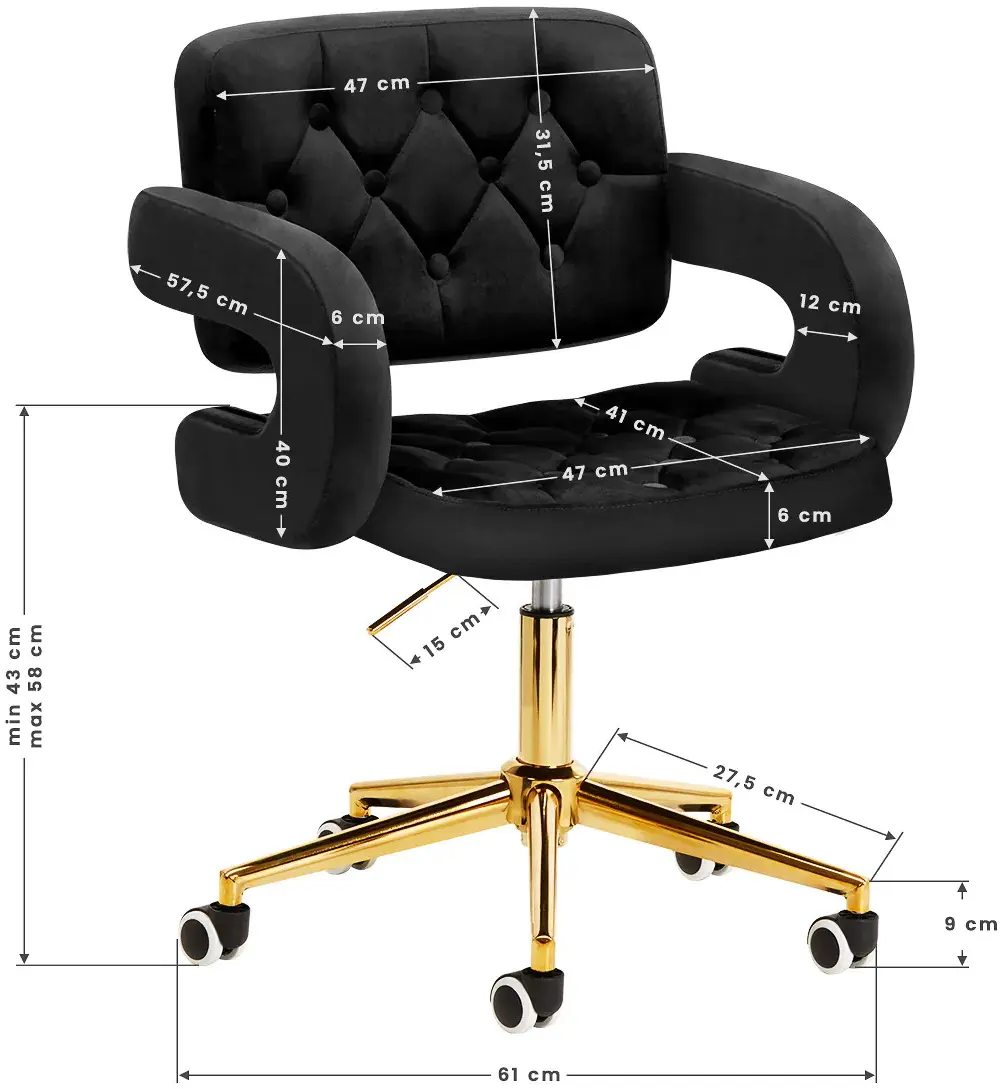 Fotoliu 4Rico QS-OF213G 148154 Velvet (Black/Gold)