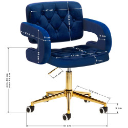 Кресло 4Rico QS-OF213G 148156 Velvet (Dark Blue/Gold) Thumb