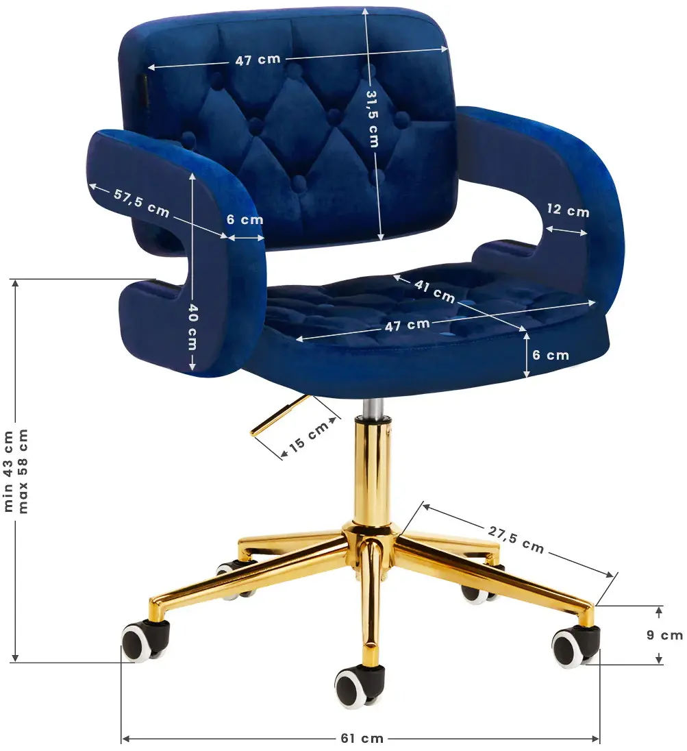 Кресло 4Rico QS-OF213G 148156 Velvet (Dark Blue/Gold)