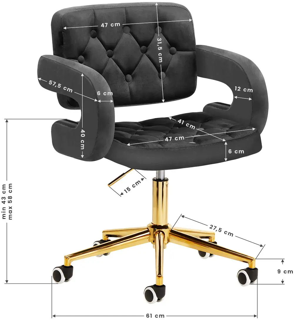 Кресло 4Rico QS-OF213G 148157 Velvet (Dark Gray/Gold)