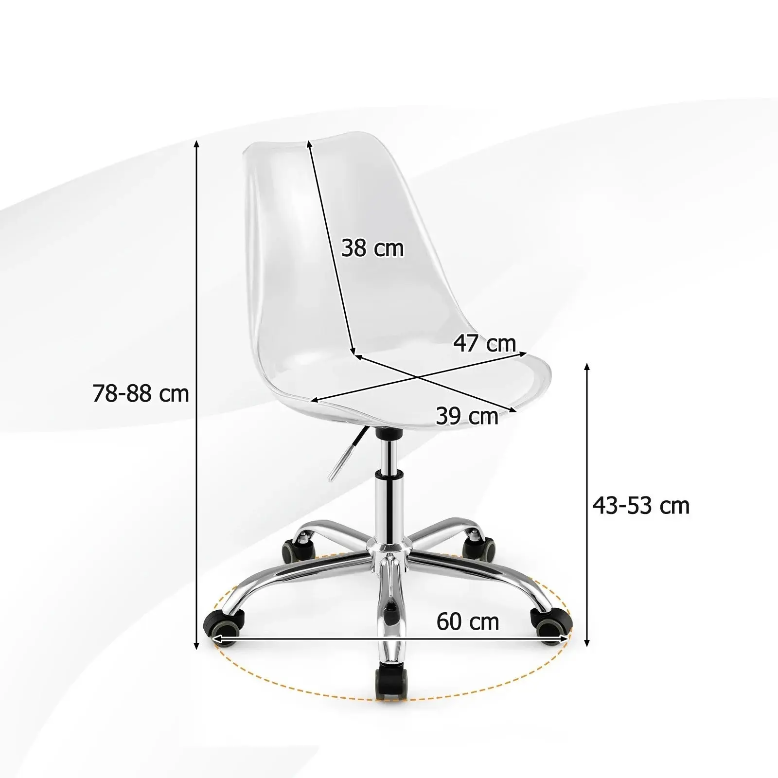 Офисное кресло Costway CB10898CL (Transparent/White) - 3