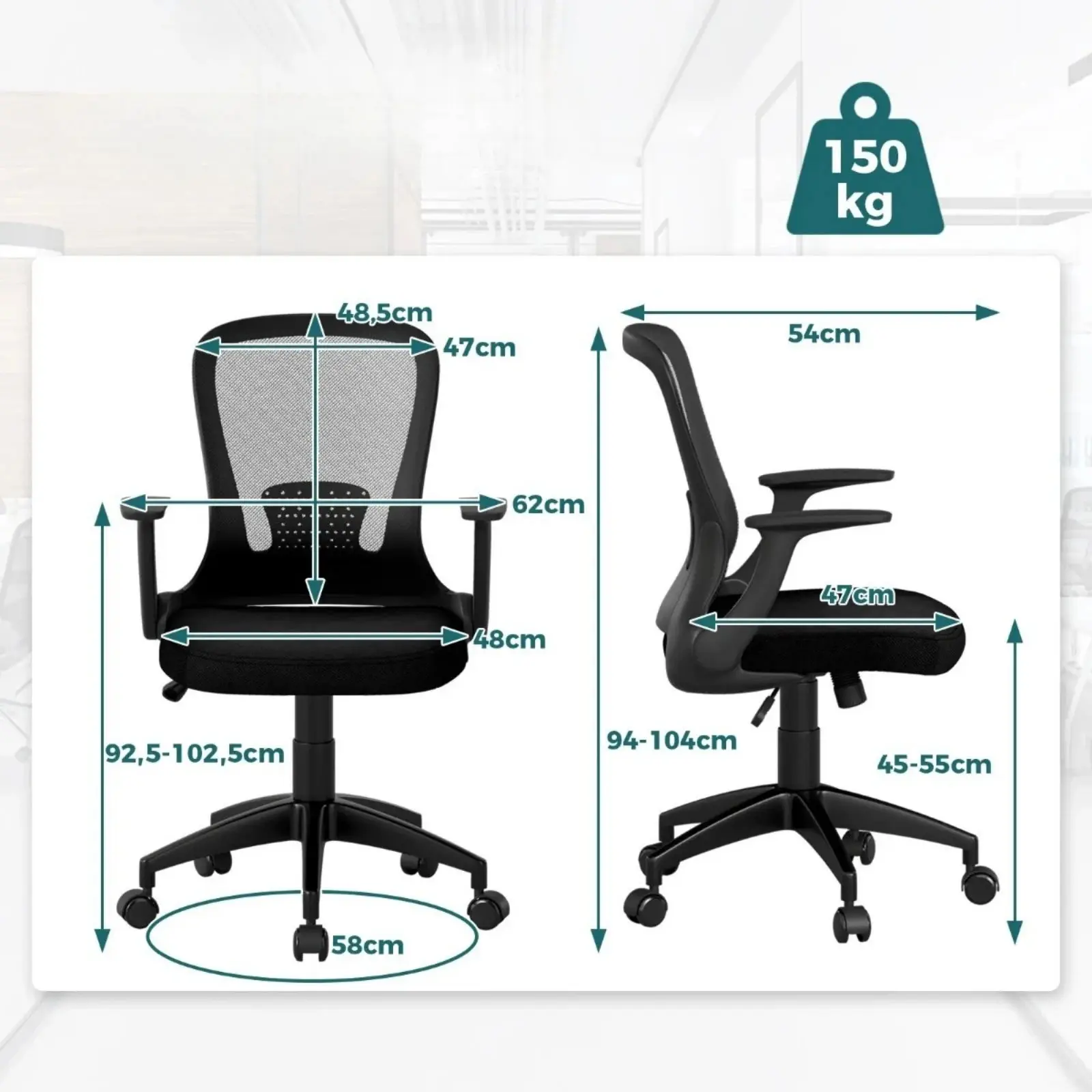 Офисное кресло Costway CB10925DK (Black) - 3