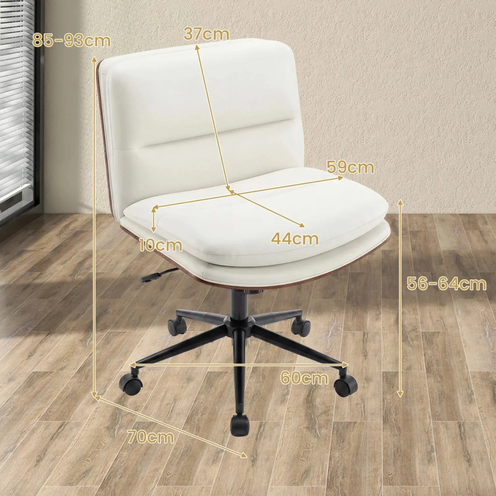 Офисное кресло Costway CB11157WH (White/Brown) - 3