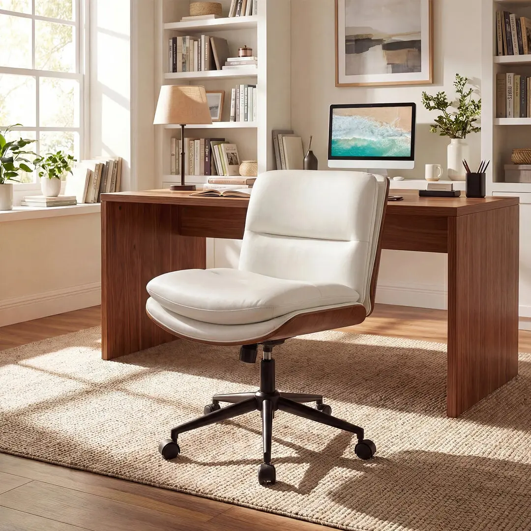 Офисное кресло Costway CB11157WH (White/Brown)