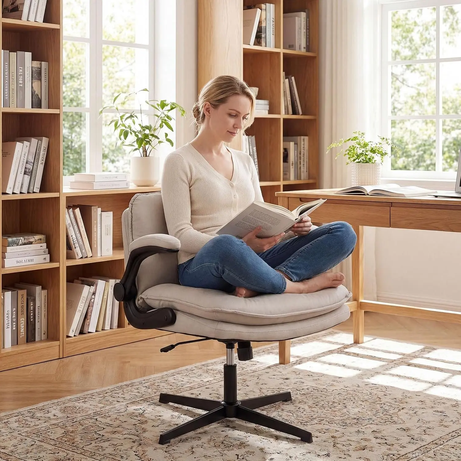 Офисное кресло Costway CB11172BE (Beige) - 4
