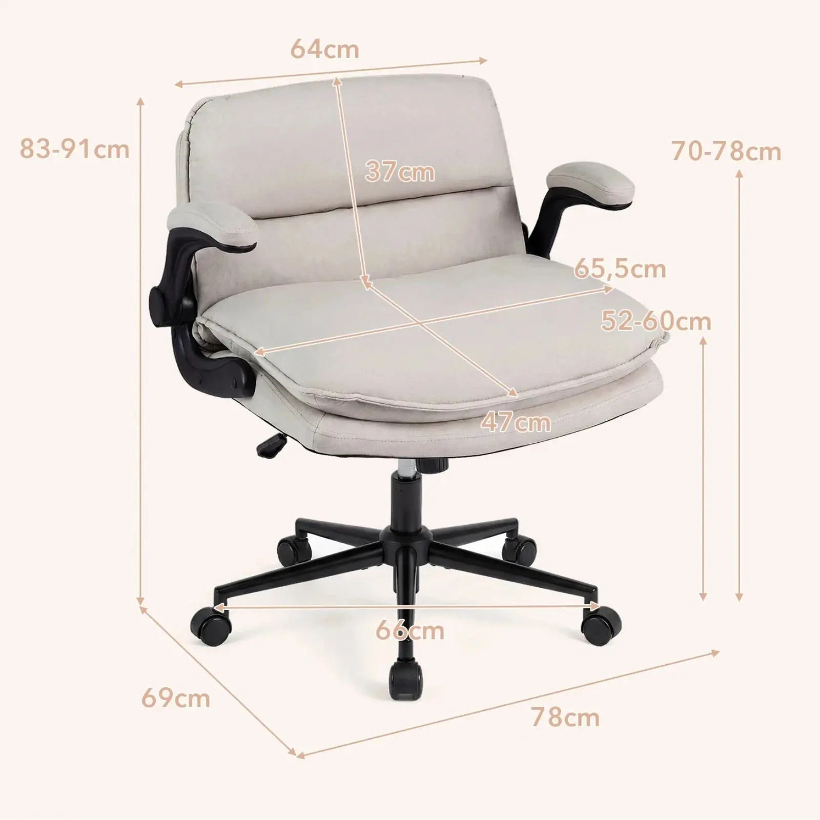Офисное кресло Costway CB11173BE (Beige) - 3