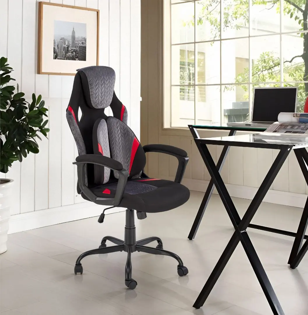 Fotoliu Halmar Jensen (Black/Grey/Red)