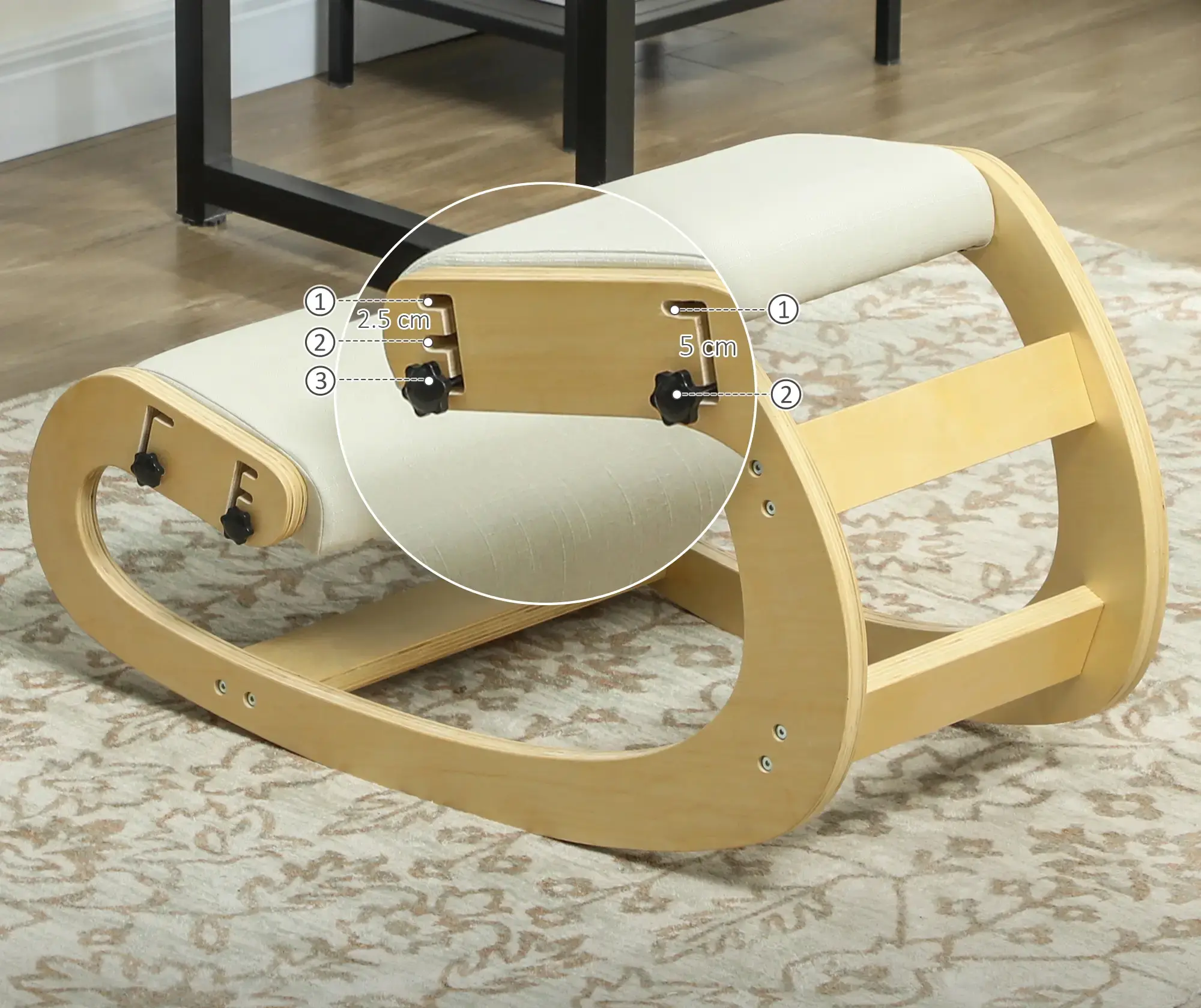 Scaun ergonomic Homcom 921-787V00CW (Cream/Birch) - 4