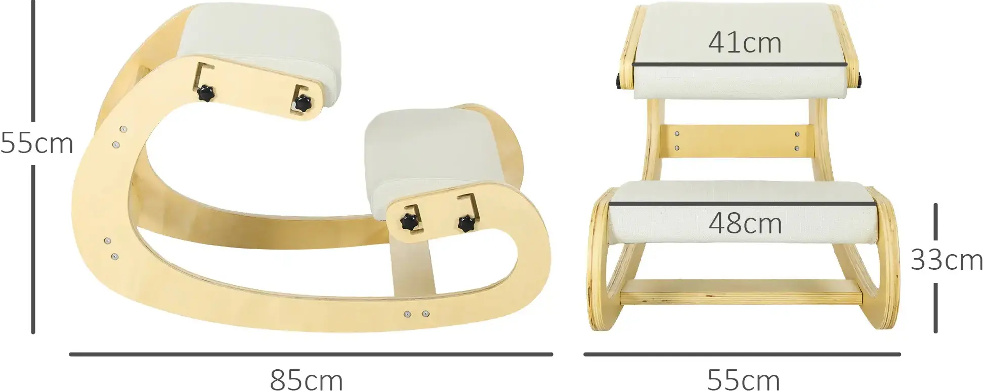 Scaun ergonomic Homcom 921-787V00CW (Cream/Birch) - 6