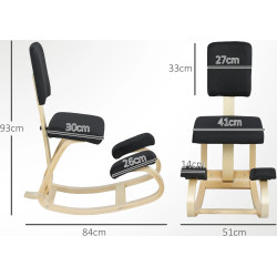 Scaun ergonomic Homcom 921-788V00BK (Black/Birch) Thumb