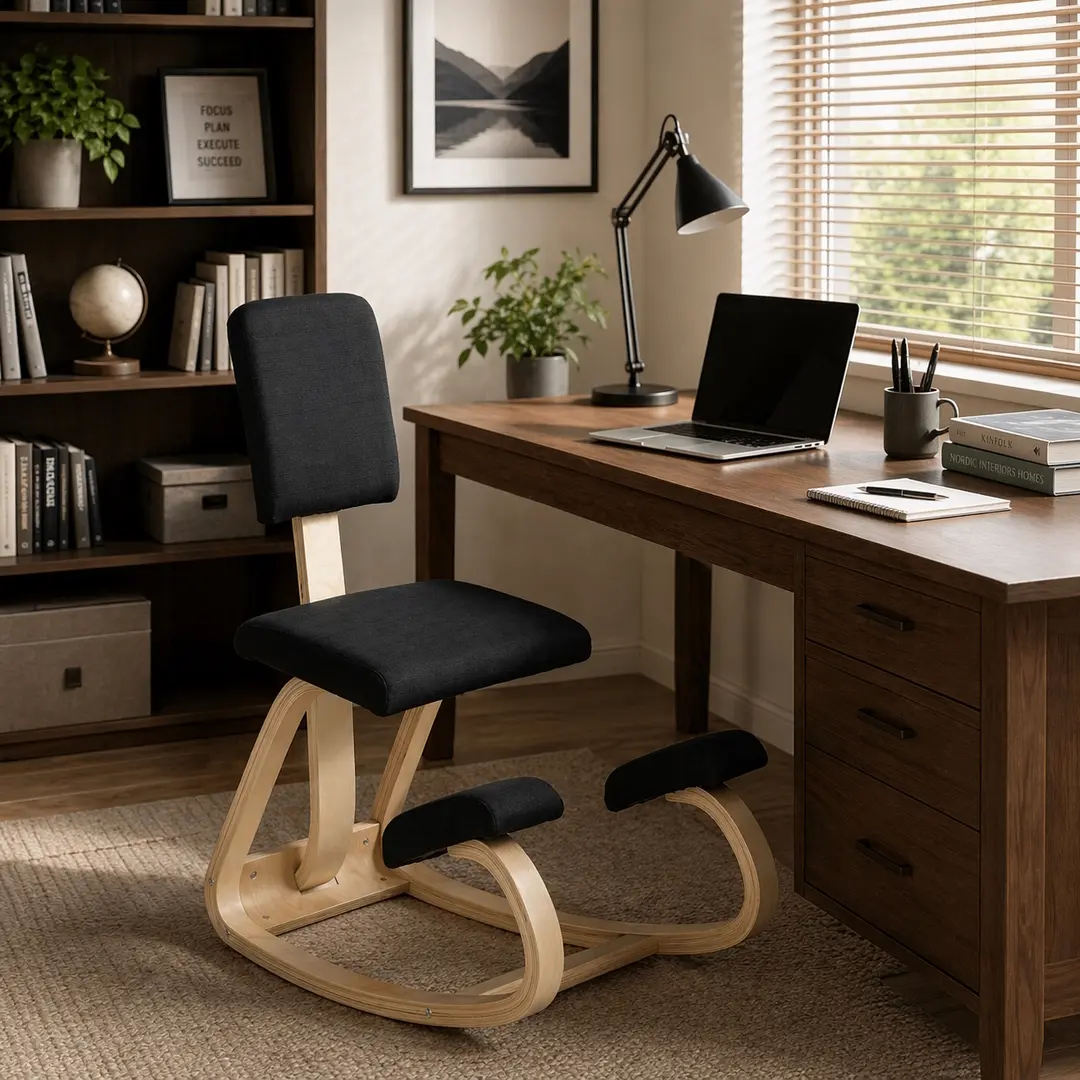 Scaun ergonomic Homcom 921-788V00BK (Black/Birch)