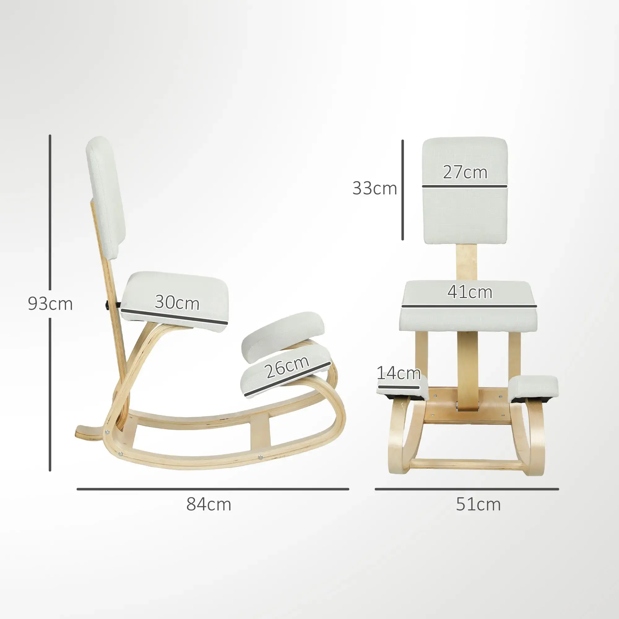 Эргономический стул Homcom 921-788V00CW (Cream White) - 3