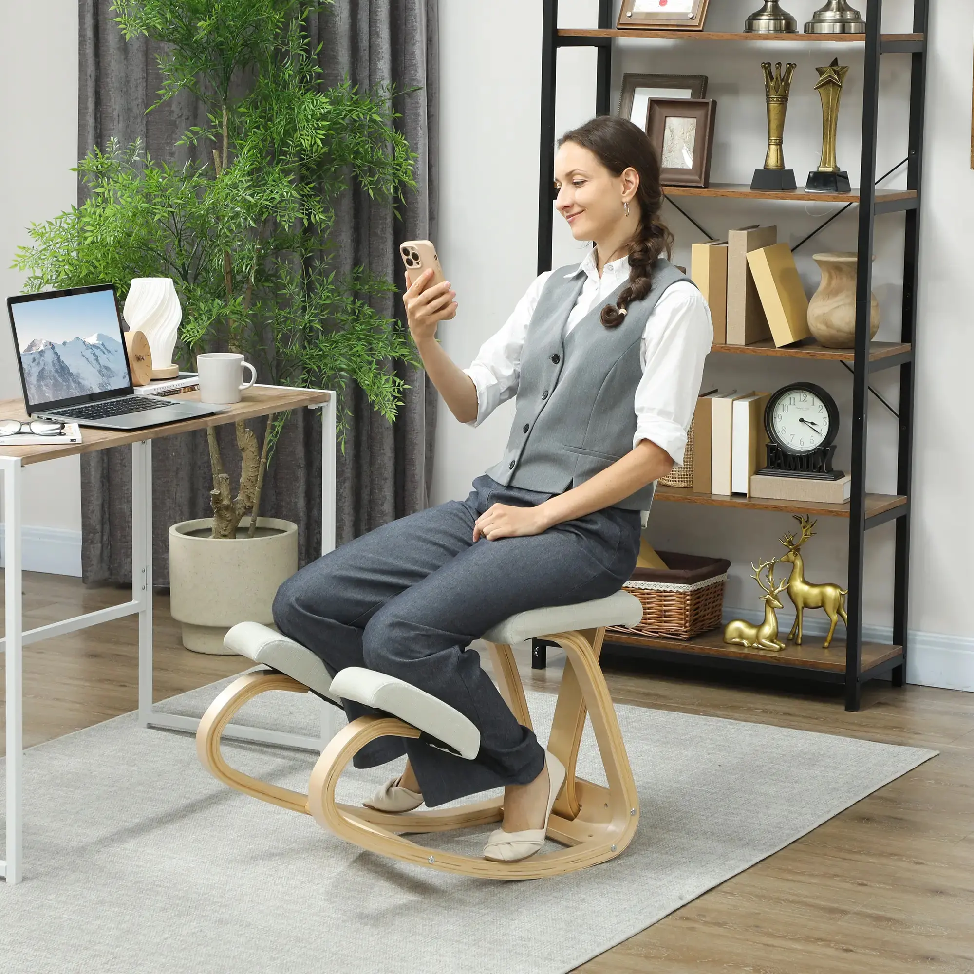 Эргономический стул Homcom 921-788V00CW (Cream White) - 6