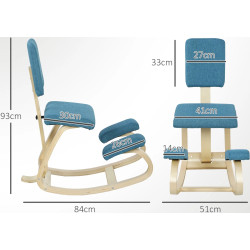 Scaun ergonomic Homcom 921-788V00DB (Blue/Birch) Thumb