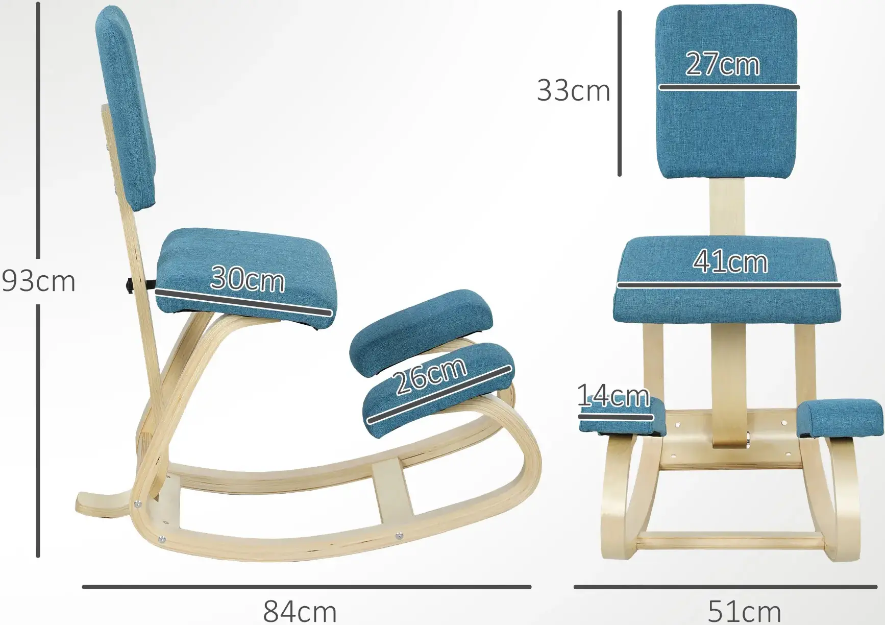 Scaun ergonomic Homcom 921-788V00DB (Blue/Birch) - 6