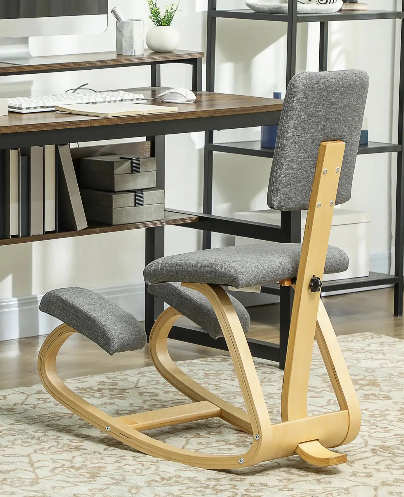 Эргономический стул Homcom 921-788V00GY (Grey/Natural) - 6