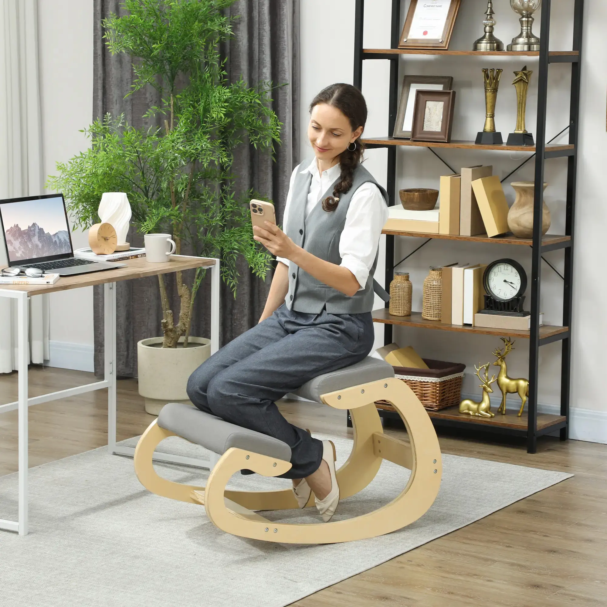 Эргономический стул Homcom 921-789V00LG (Light Grey/Birch) - 3