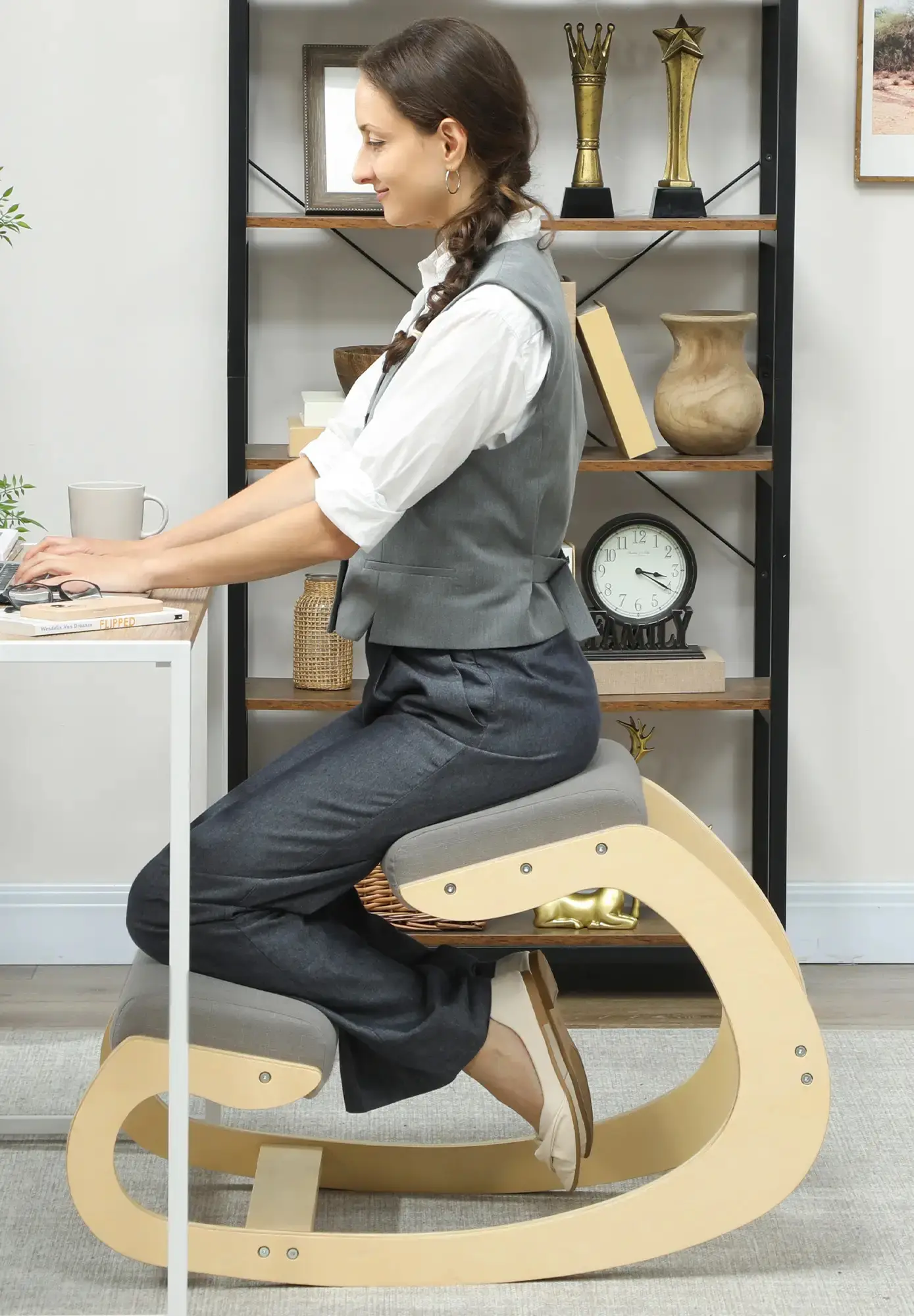 Эргономический стул Homcom 921-789V00LG (Light Grey/Birch) - 4