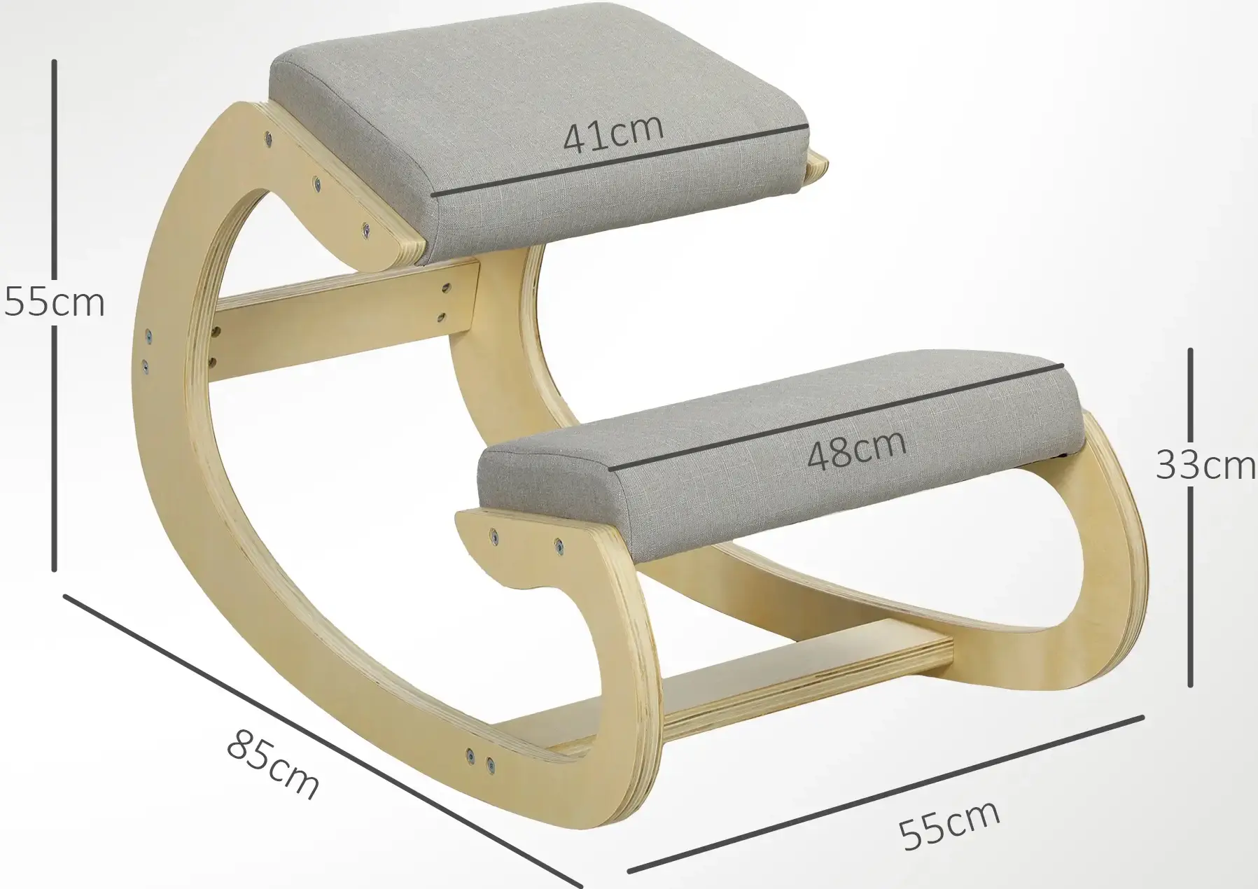 Эргономический стул Homcom 921-789V00LG (Light Grey/Birch) - 6