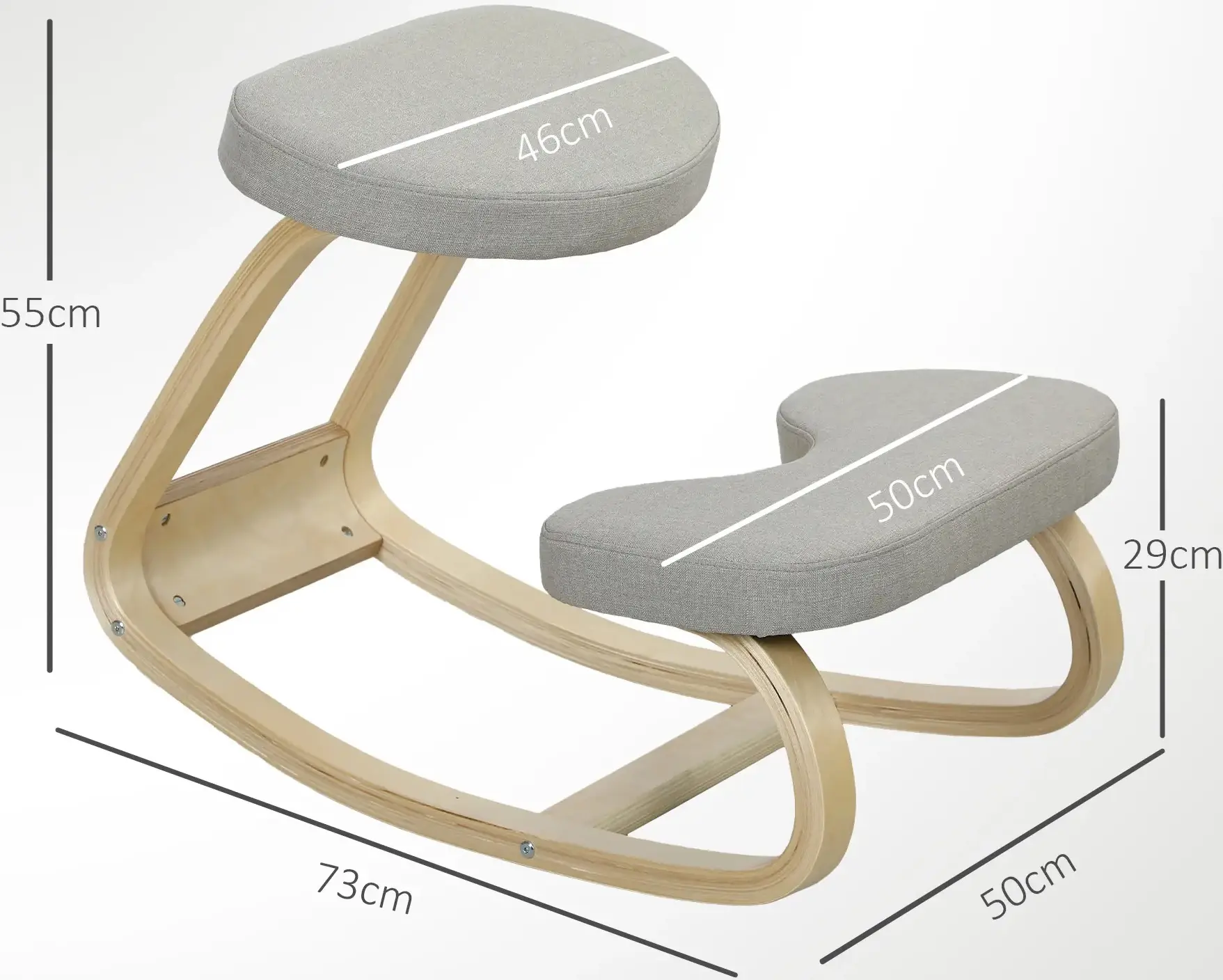 Scaun ergonomic Homcom 921-791V00LG (Grey/Birch) - 6