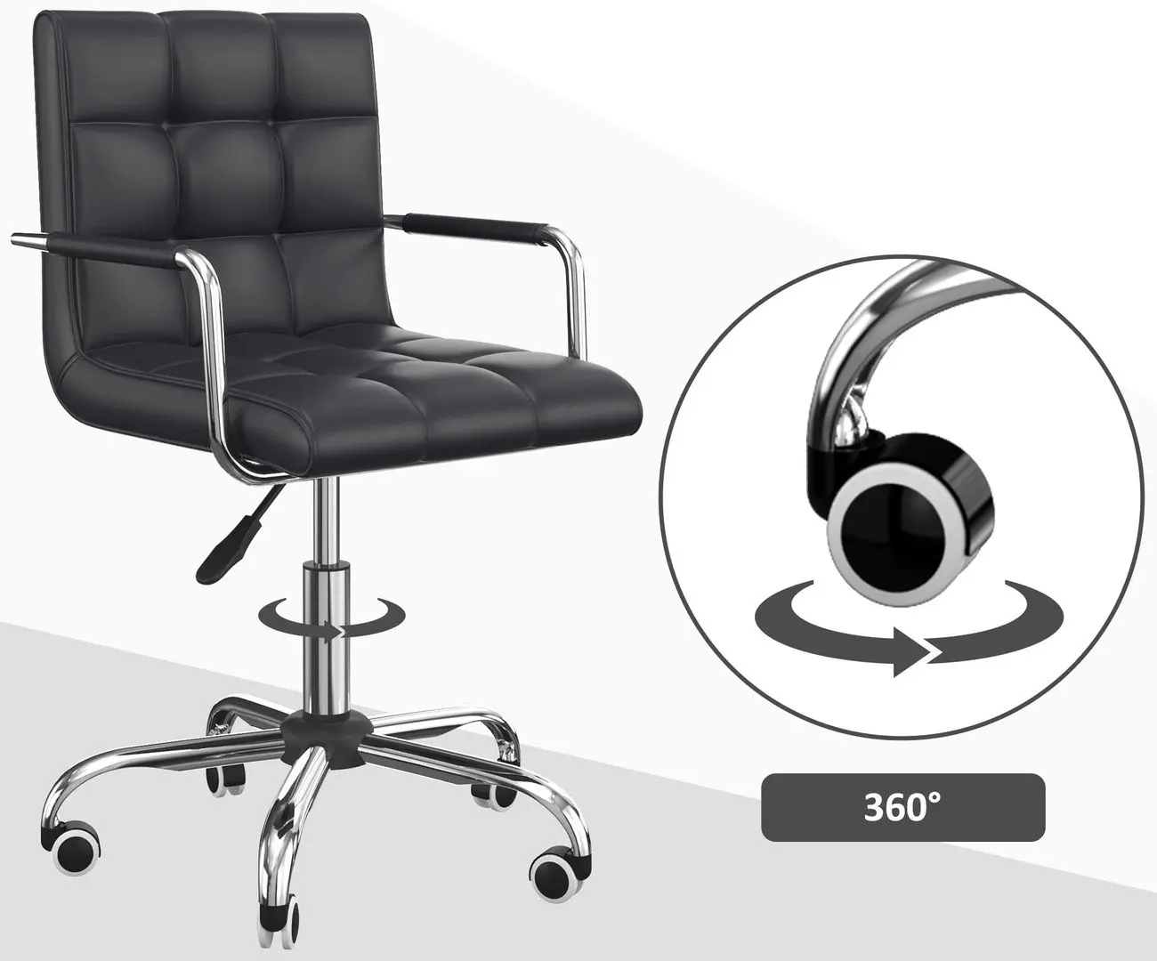 Fotoliu Homcom 02-0697 52x54x94 cn (Black/Chrome) - 2