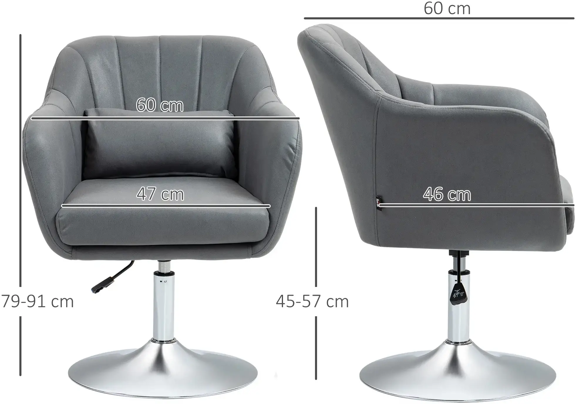 Fotoliu Homcom 833-757V03CG (Grey/Silver) - 6