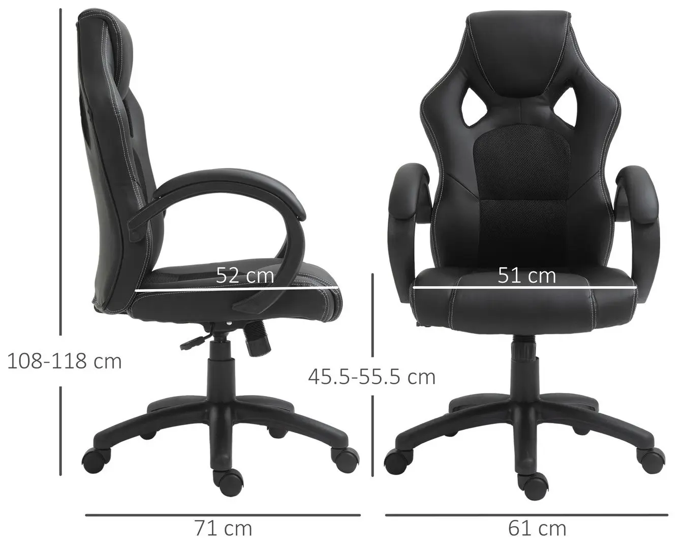 Кресло Homcom A2-0089 71x61x108 cm (Black) - 2