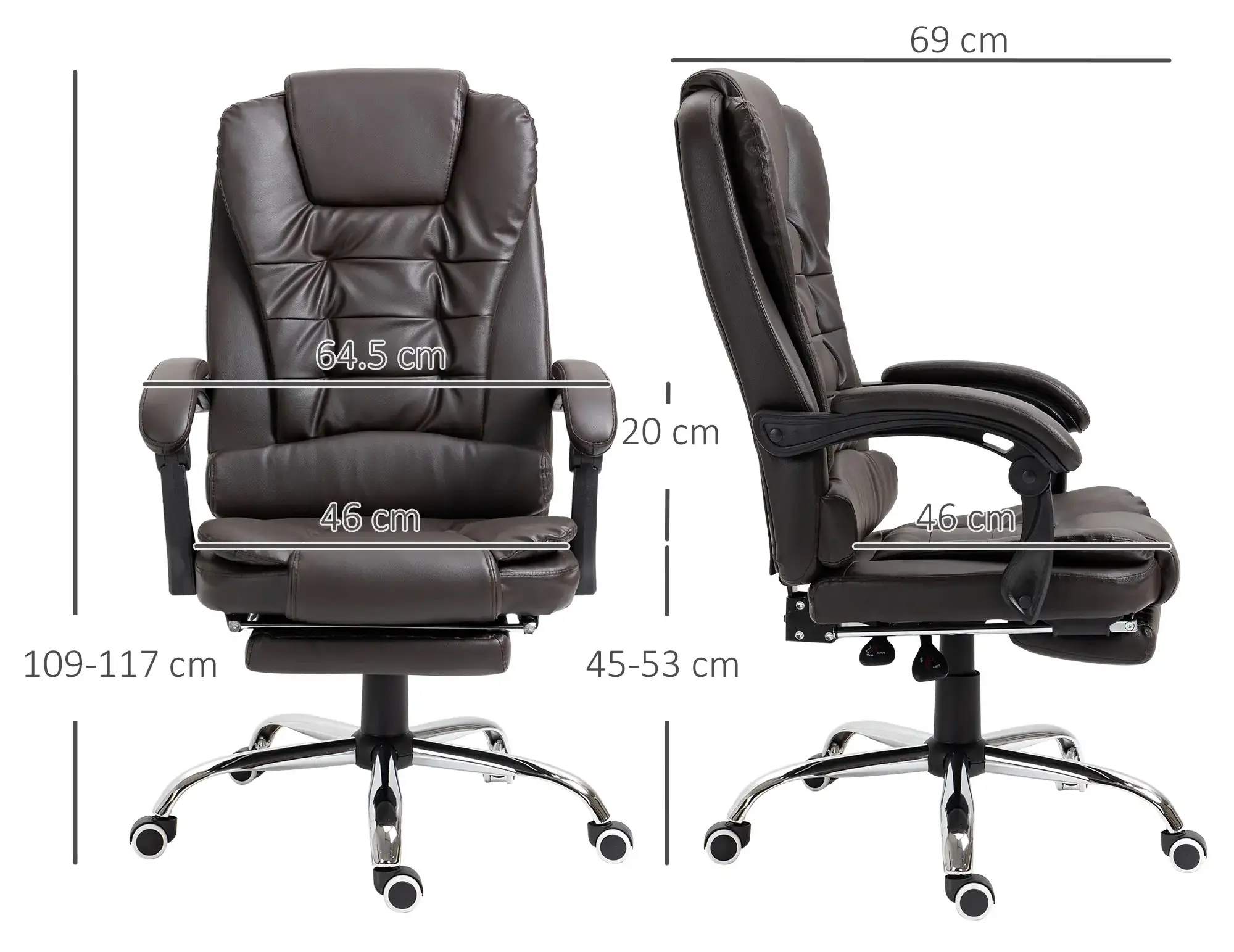 Fotoliu de birou Homcom 921-083V01CF (Brown) - 4
