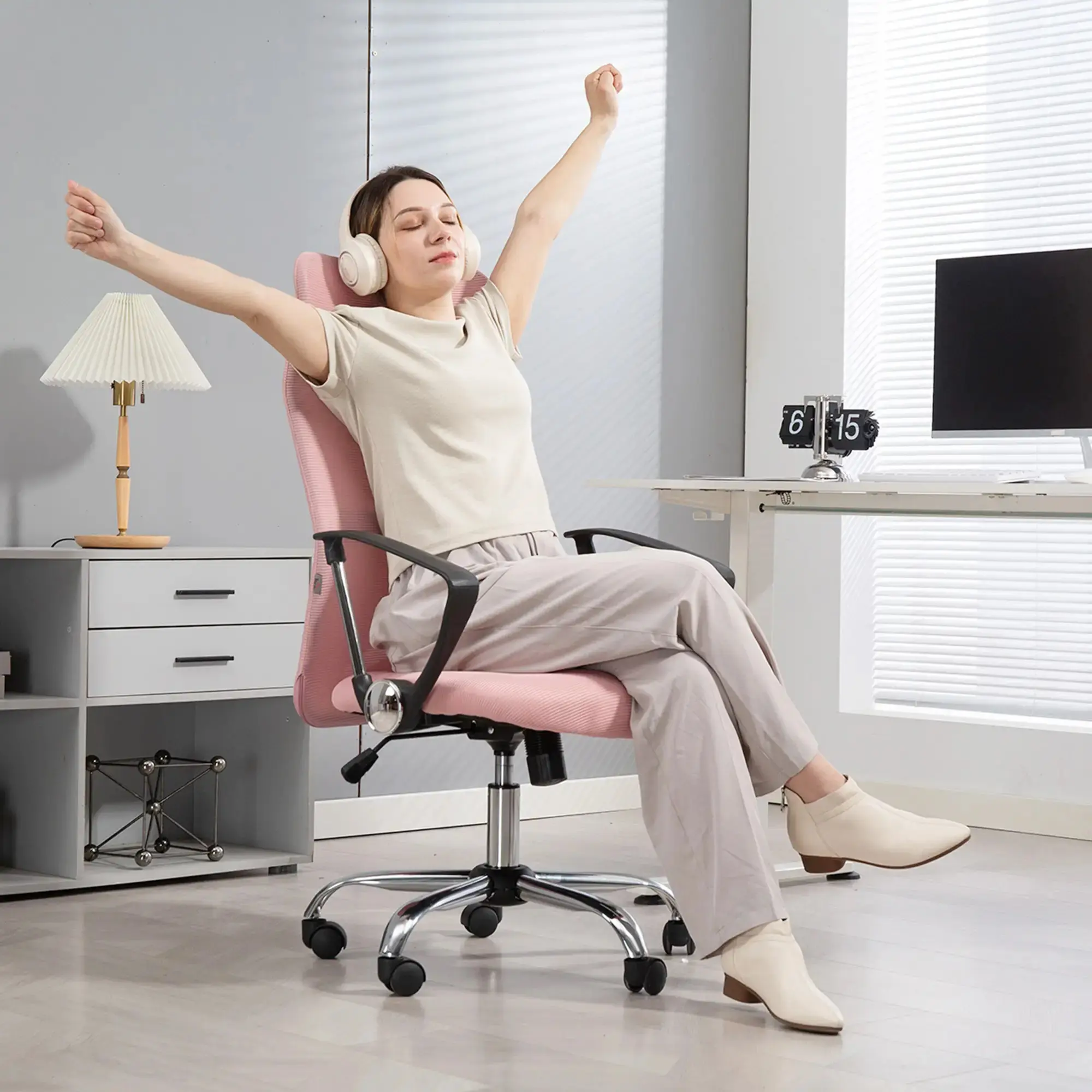 Fotoliu de birou Homcom 921-394V00PK (Pink) - 7