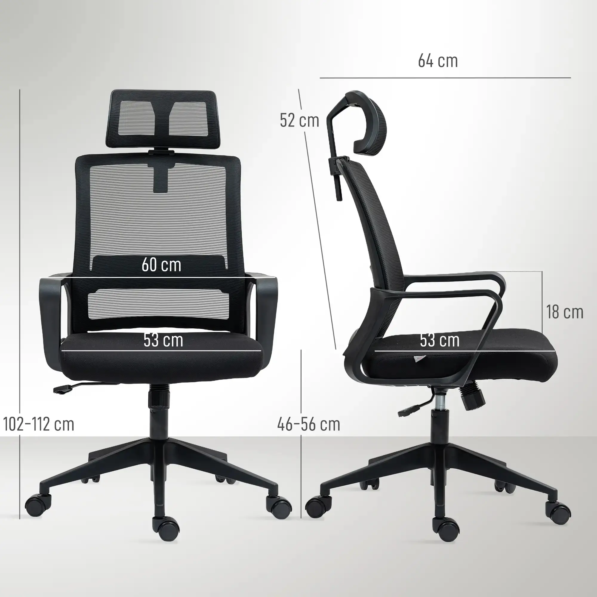 Fotoliu de birou Homcom 921-798V00BK (Black) - 3