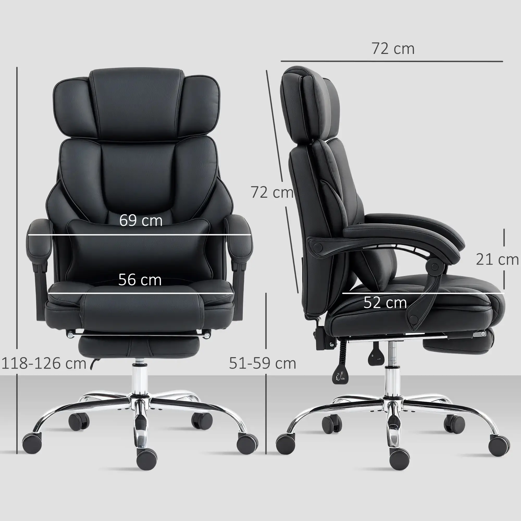 Fotoliu de birou Homcom 921-859V00BK (Black) - 2