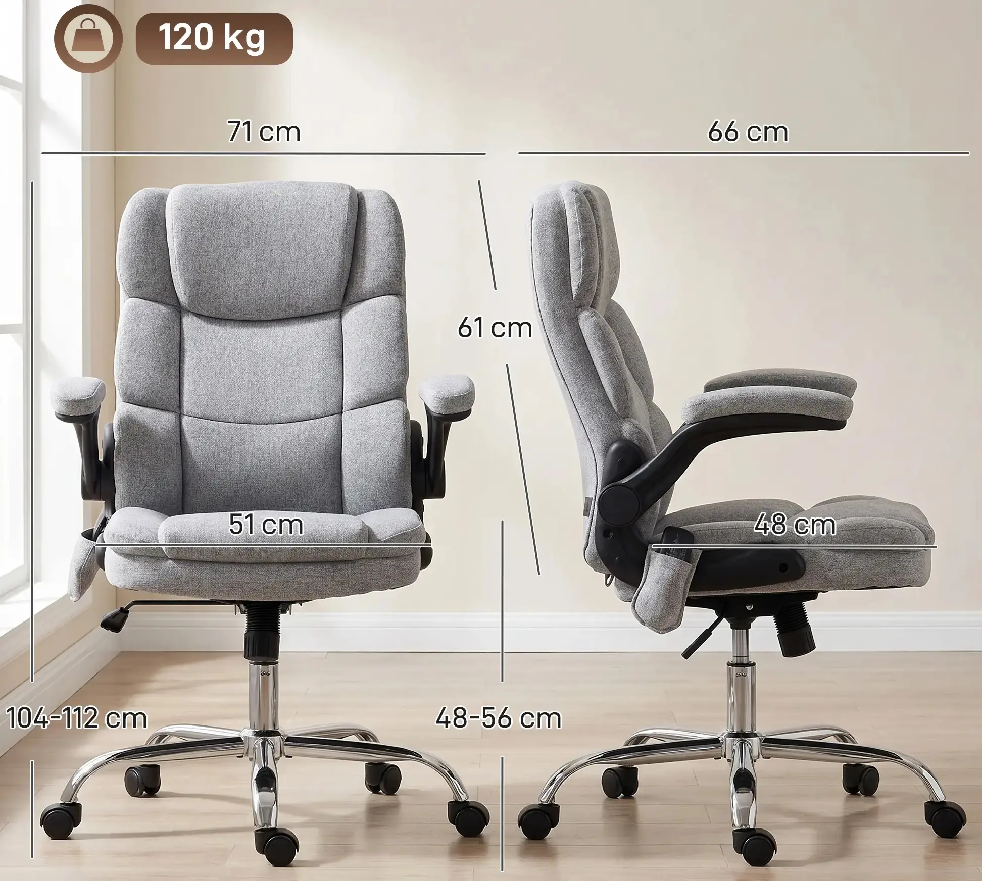 Офисное кресло Homcom 921-861V90GY (Grey) - 3