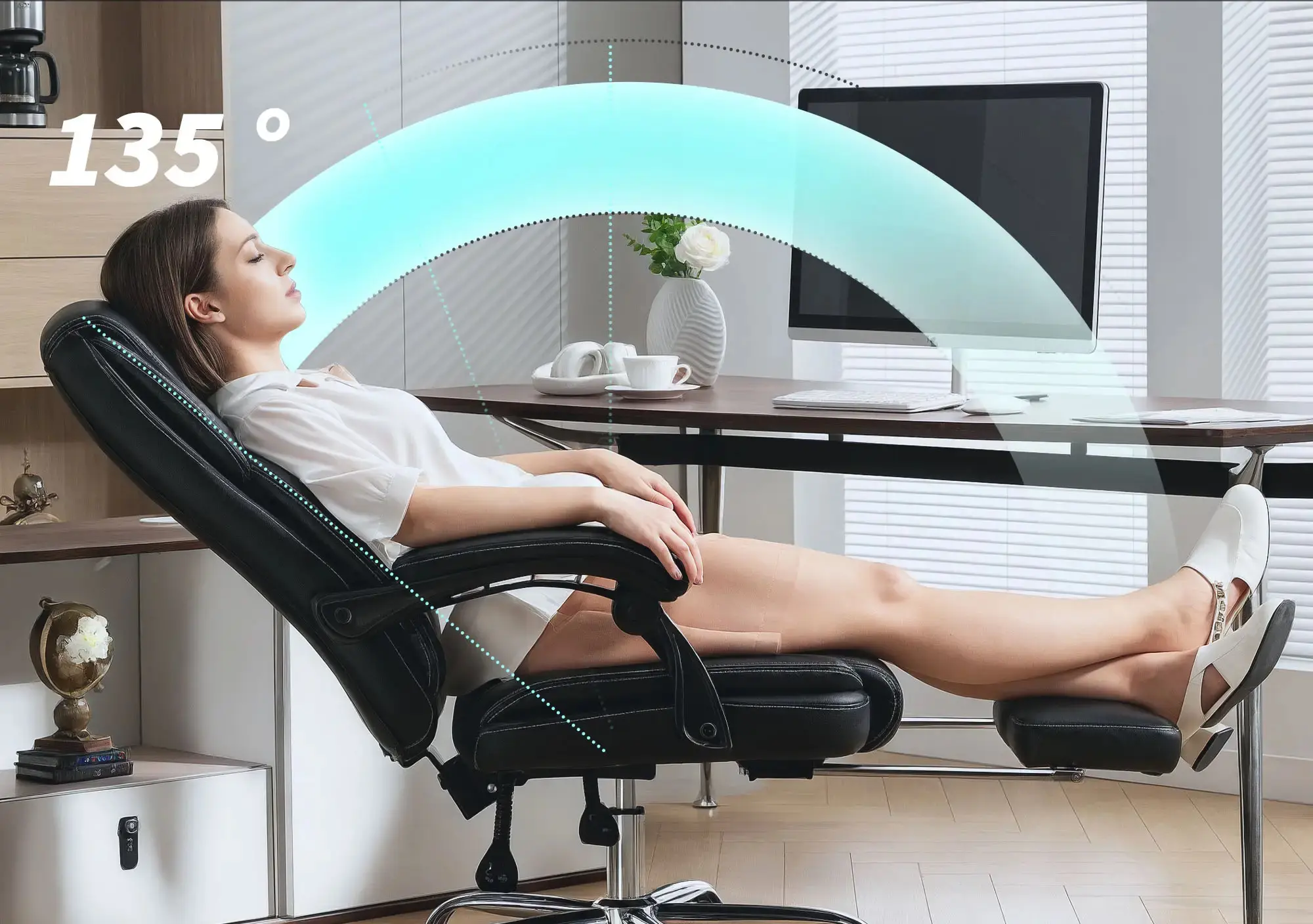 Fotoliu de birou Homcom 921-906V00BK (Black) - 5