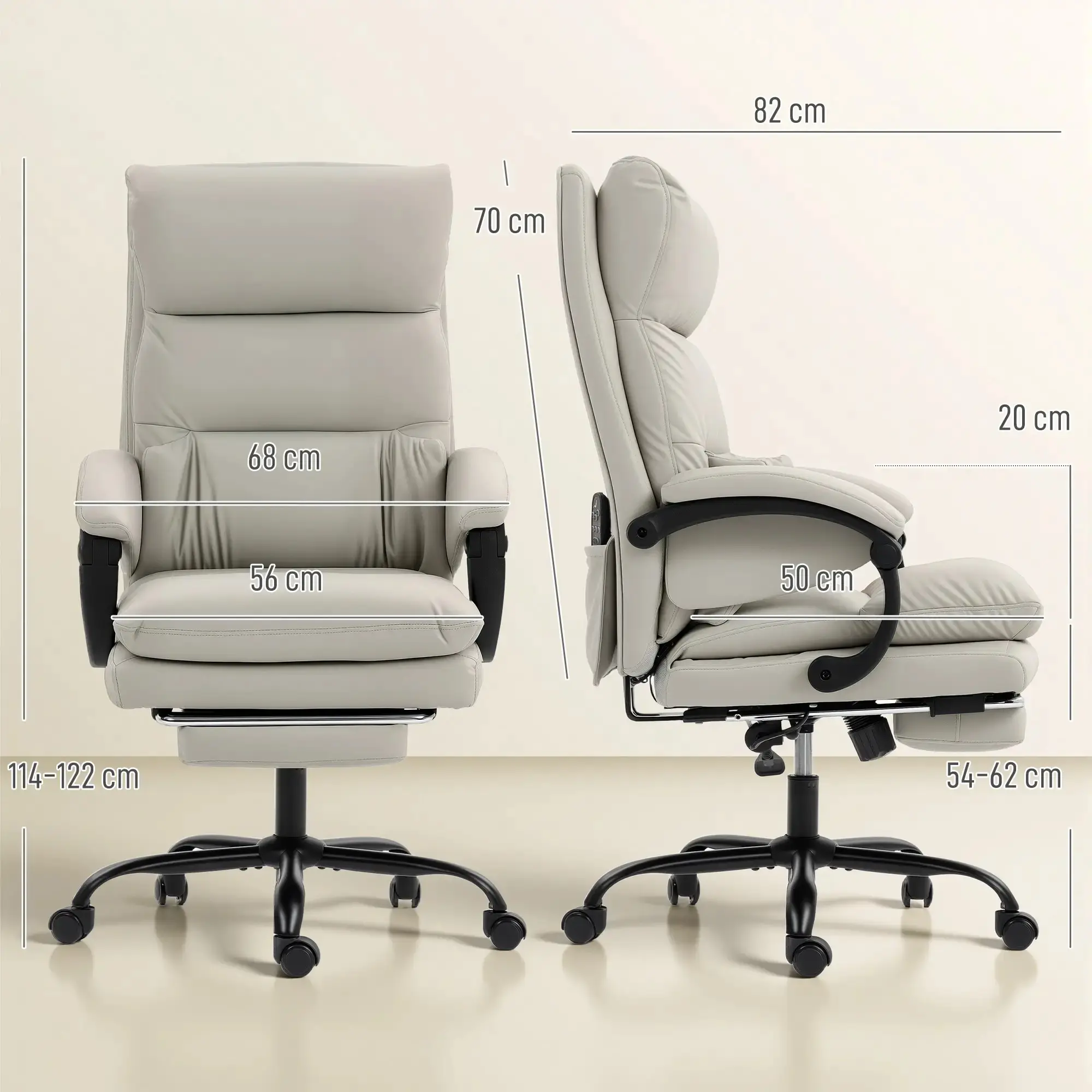 Офисное кресло Homcom 921-913V90LG (Light Grey) - 4