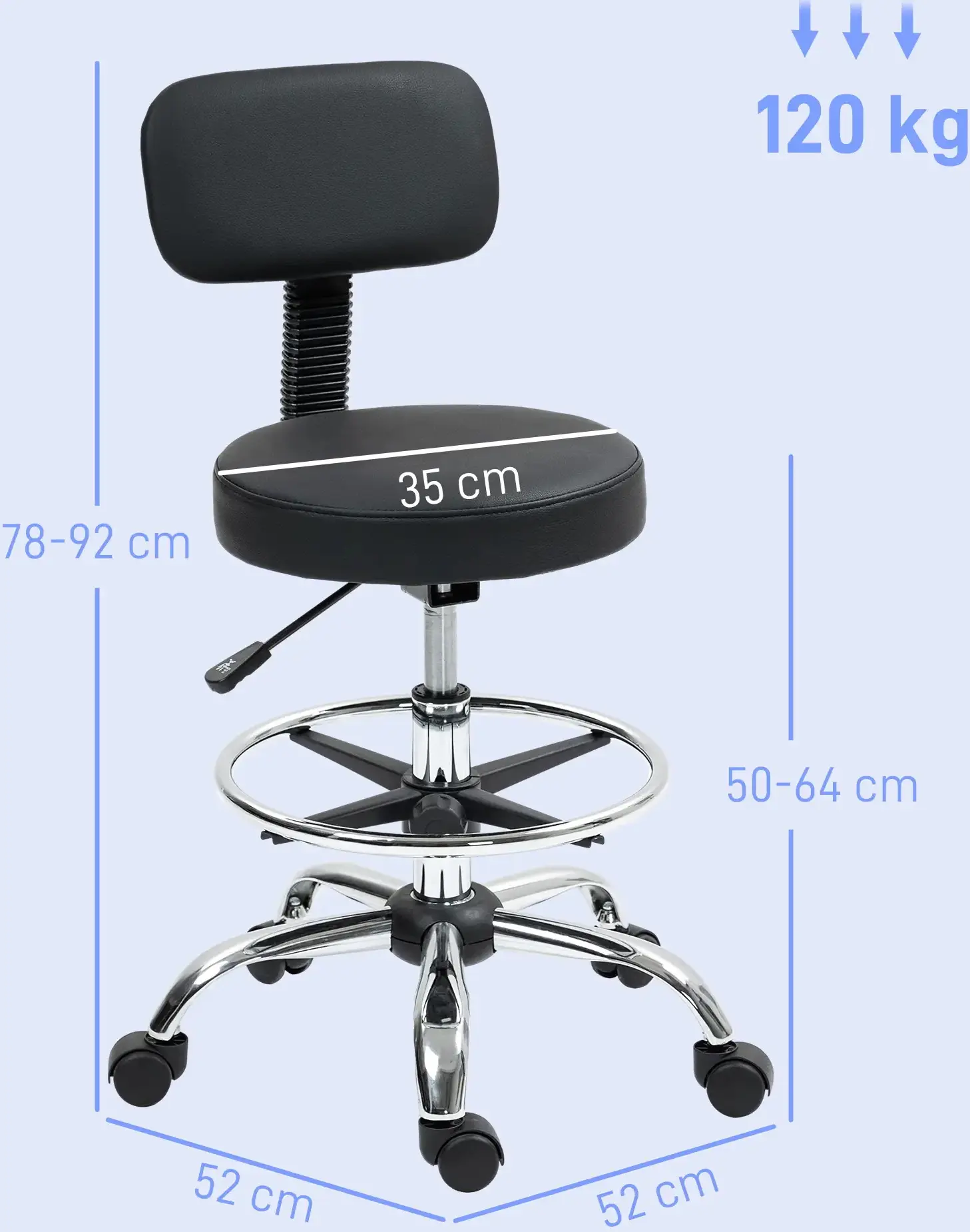 Taburet Homcom 921-822V00BK (Black/Silver) - 6