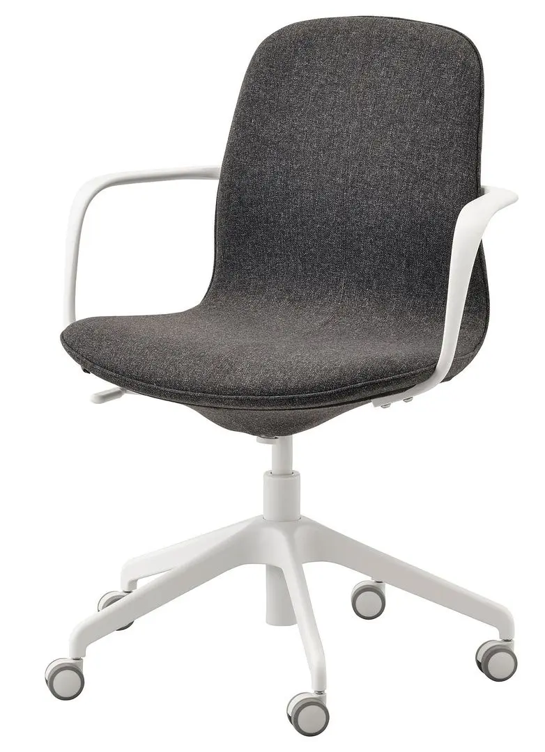 Fotoliu Ikea Langfjall rotativ cu brate (Gri inchis/Alb)