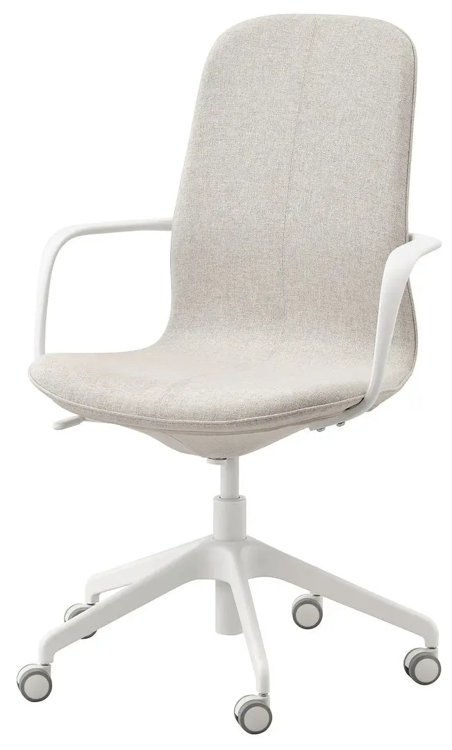 Fotoliu Ikea Langfjall rotativ cu brate/spatar inalt (Gunnared Bej/Alb)