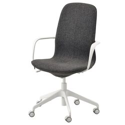 Fotoliu Ikea Langfjall rotativ cu brate/spatar inalt (Gri inchis/Alb)