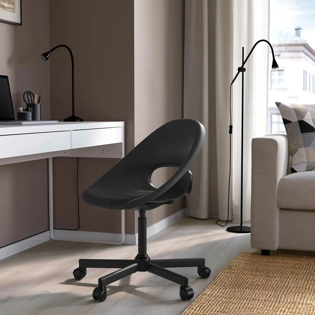 Fotoliu rotativ Ikea Eldberget/Malskar cu perna (Negru/Gri inchis) - 6