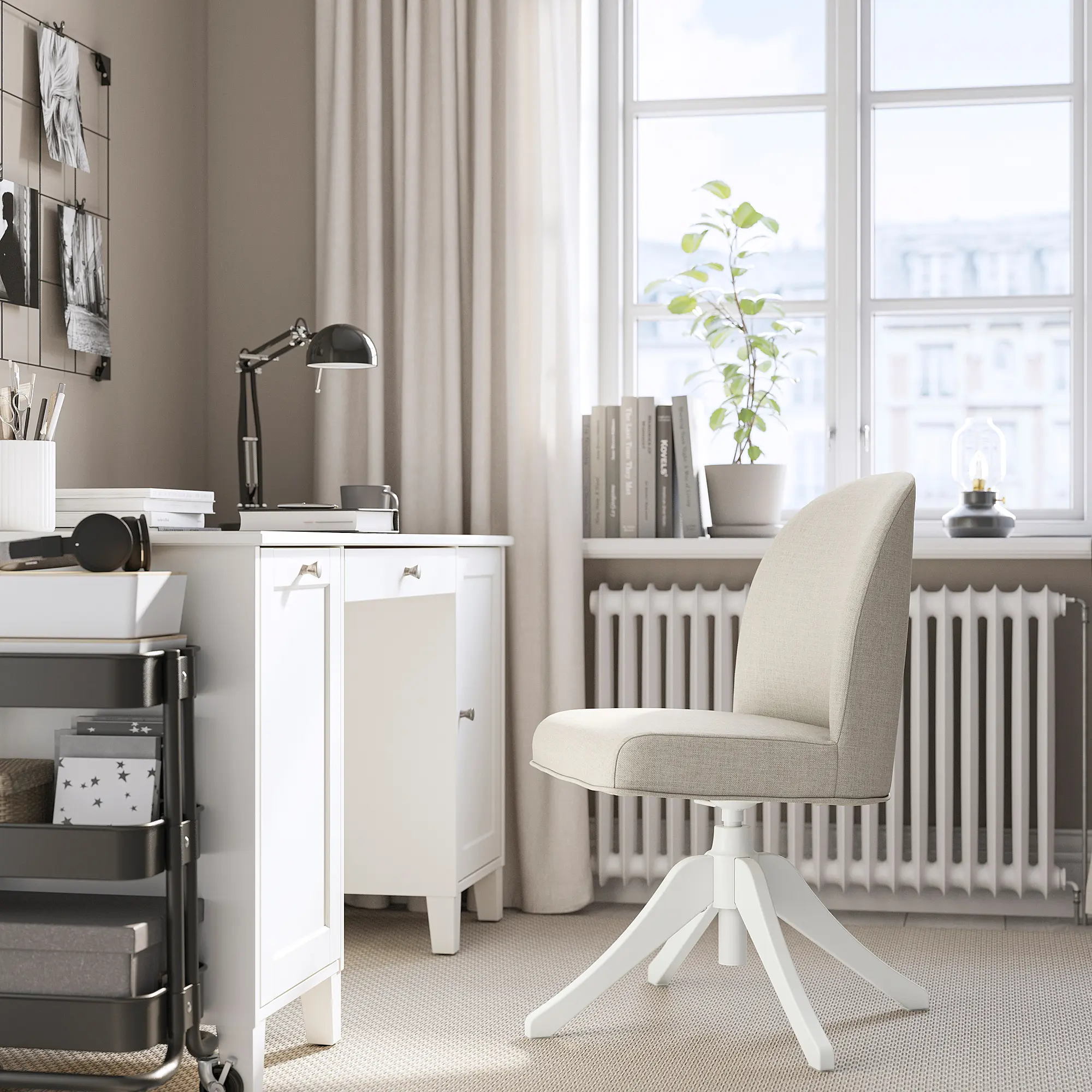 Офисный стул вращающийся Ikea Rosentorp/Kilanda (Белый/Светло-бежевый) - 6
