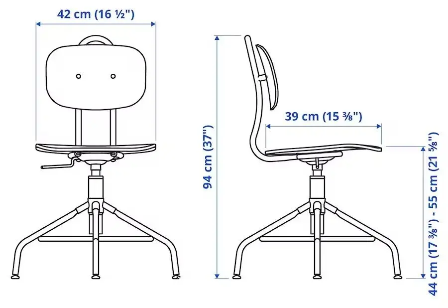 Scaun Ikea Kullaberg rotativ (Negru)
