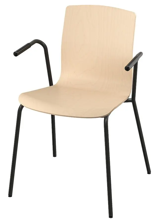 Scaun Ikea Laktare (Furnir Mesteacăn/Negru)