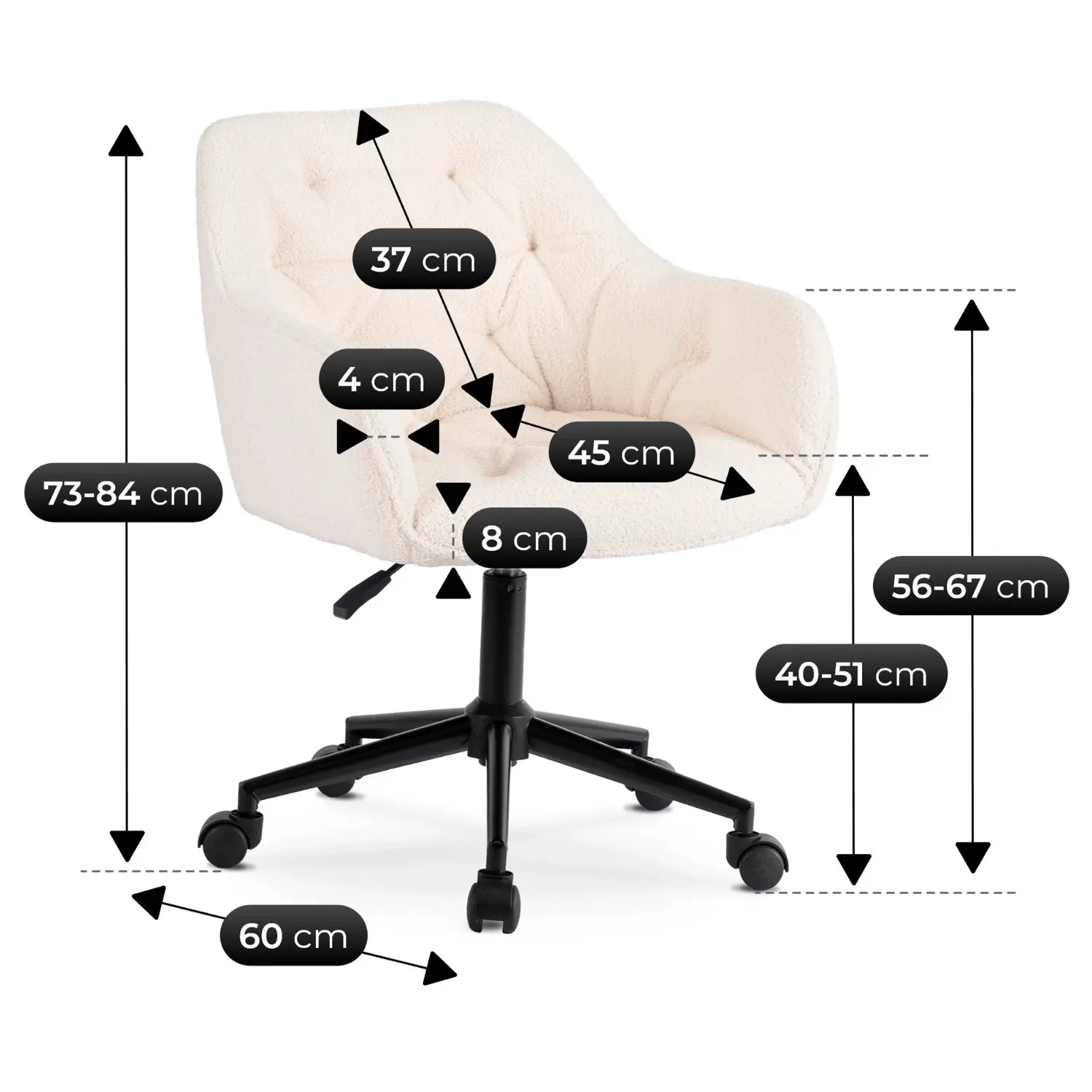 Fotoliu de birou Mebel Elite Konor (Cream/Black) - 9
