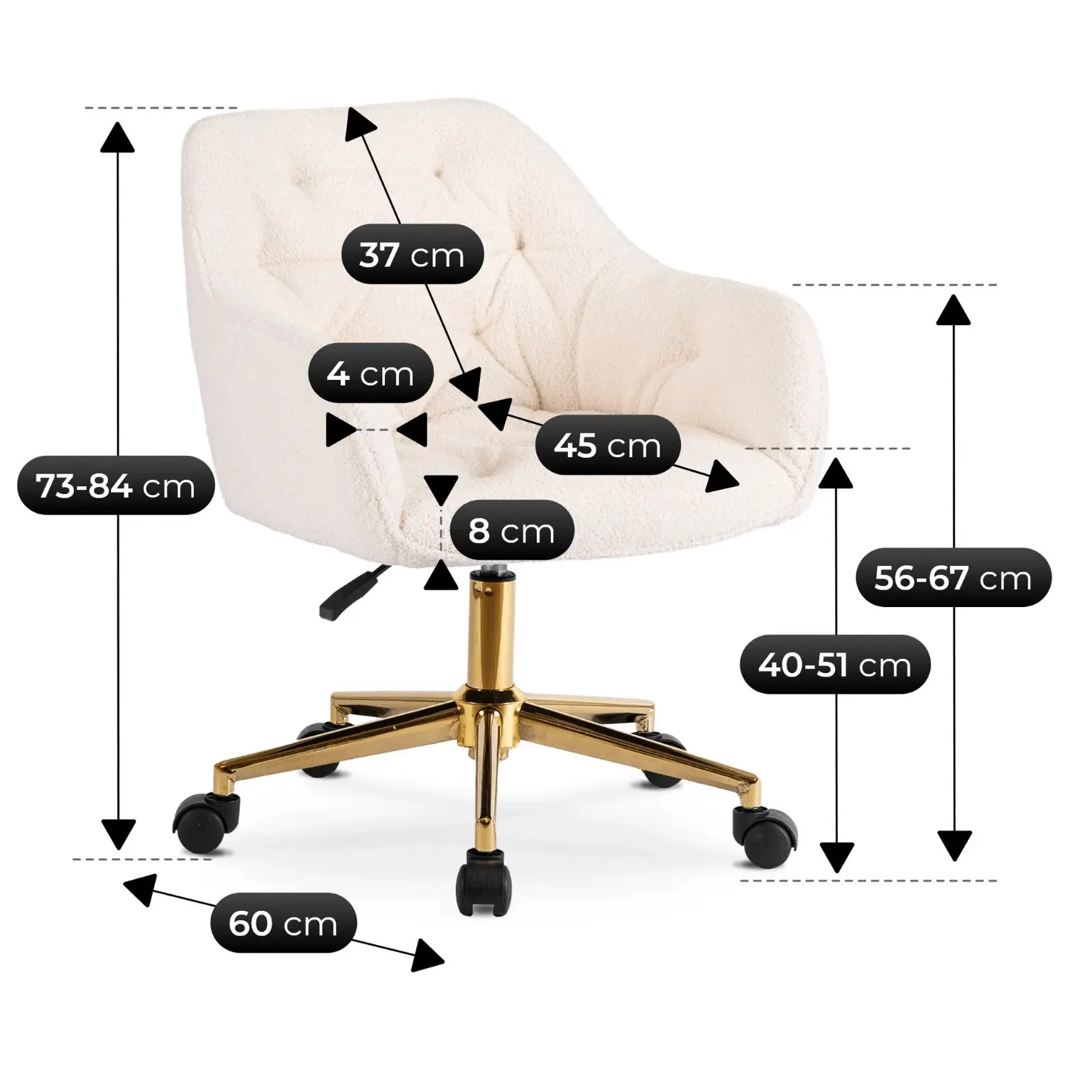 Fotoliu de birou Mebel Elite Konor (Cream/Gold) - 9