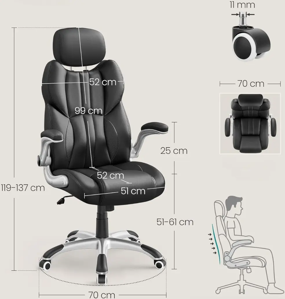 Fotoliu Songmics OBG65BK (Black)