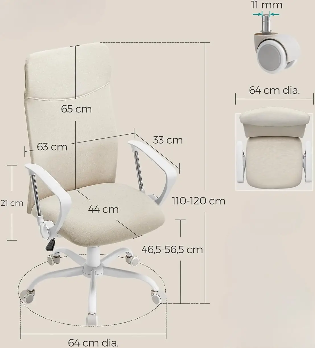 Fotoliu Songmics OBN034K01 (Cappuccino Beige) - 6